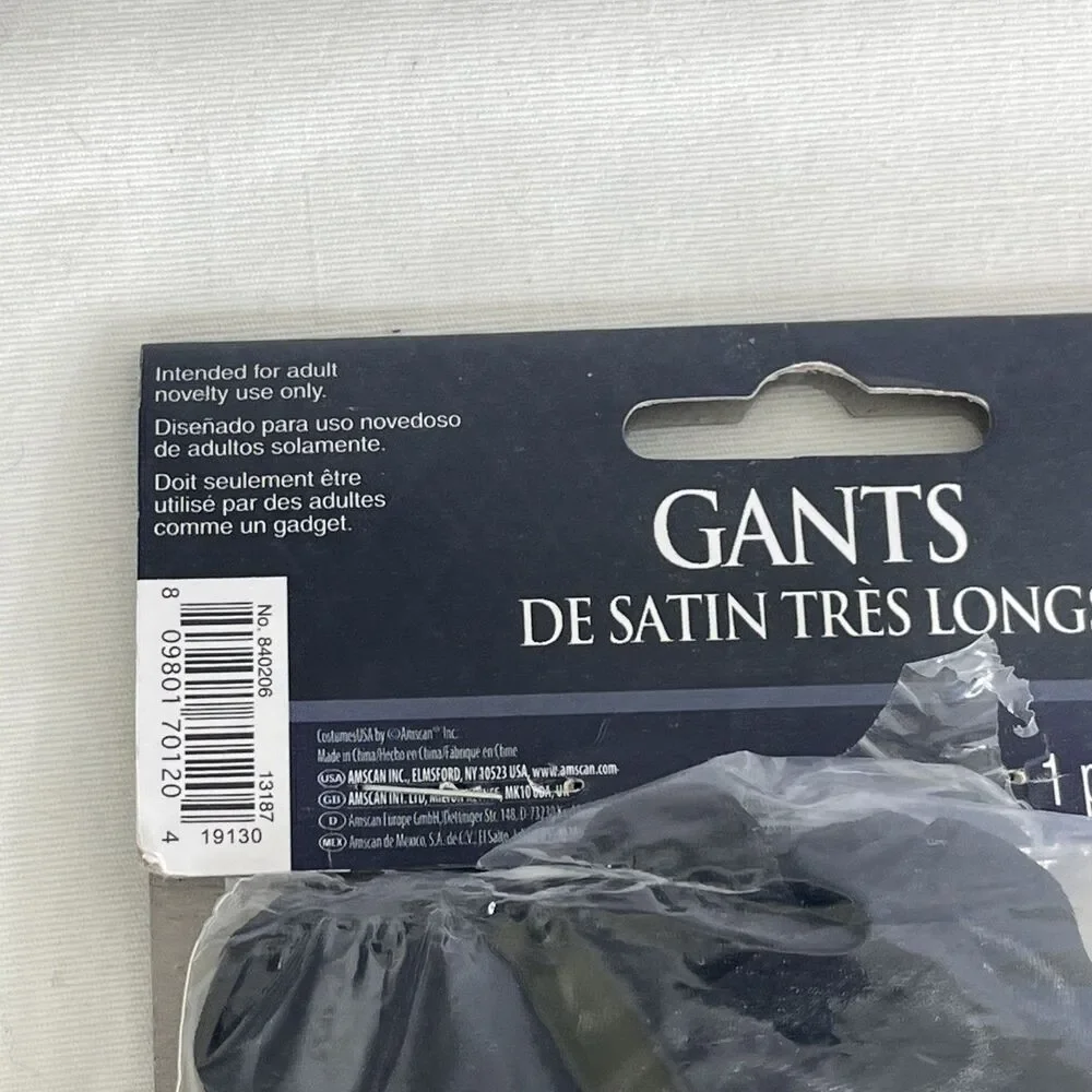 Gantz Extra Long Satin Gloves Black One Size NEW
